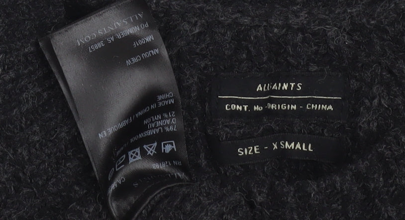 AllSaints Men's Black Cable-Knit Pullover XS