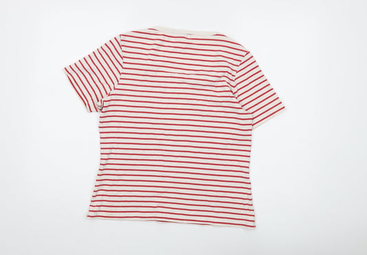 Hawkshead Women's Red Striped T-Shirt Size 14