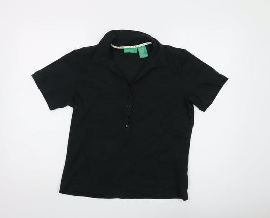 Womens UK Size L Liz Claiborne Black Basic Polo
