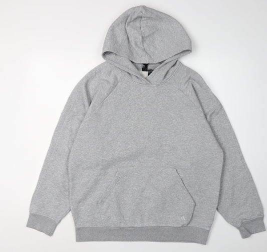 Additional front view of Adidas Grey unisex hoodie, size 8-10, casual & cosy