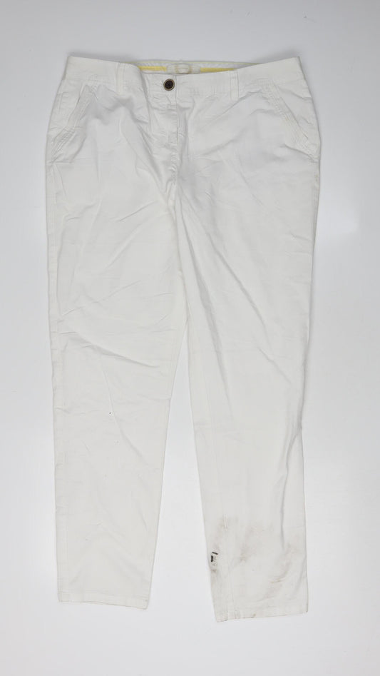 Womens UK Size 14 BHS Regular Fit Tapered White Jeans