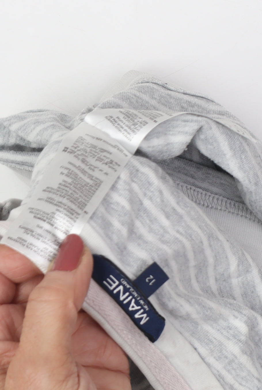 Maine Women's Grey Striped Long Sleeve Henley T-Shirt