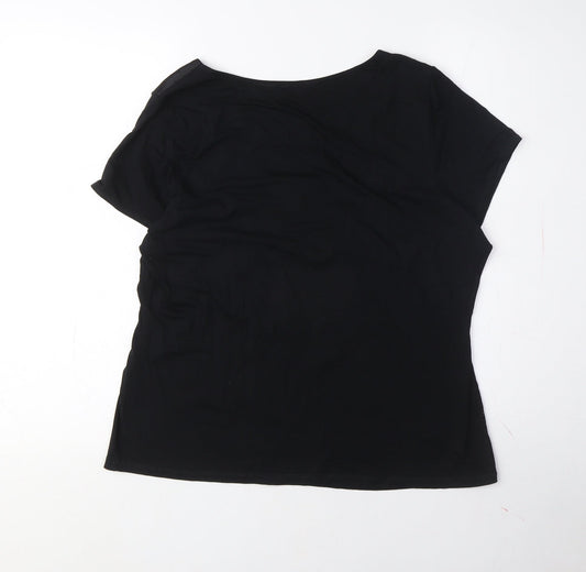 Bonmarche Women's Black Scoop Neck T-Shirt Size 18 Petites