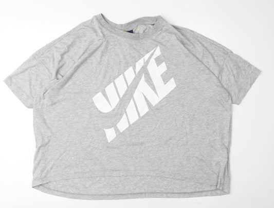Additional front view of Nike unisex grey m jersey t-shirt, regular fit