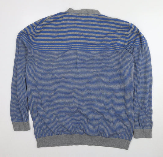 Next Men's Blue Striped Henley Jumper XL