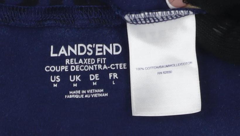 Lands' End Women's Blue Mock Neck Animal Print Top M