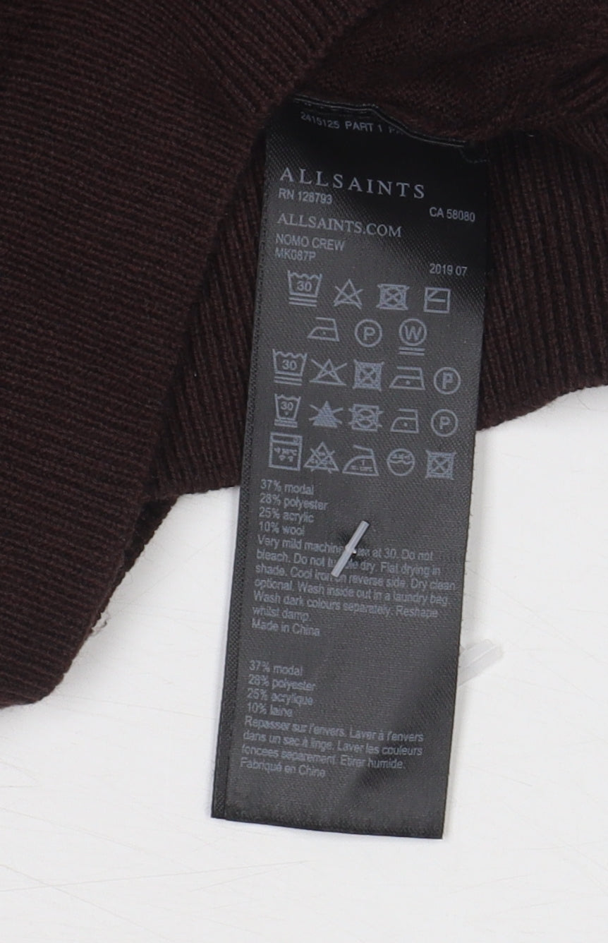 AllSaints Men's Brown Pullover Jumper M - Modal Blend