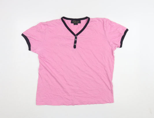 Womens UK Size L Twisted Soul Pink Ringer T-Shirt
