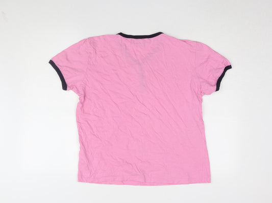 Womens UK Size L Twisted Soul Pink Ringer T-Shirt