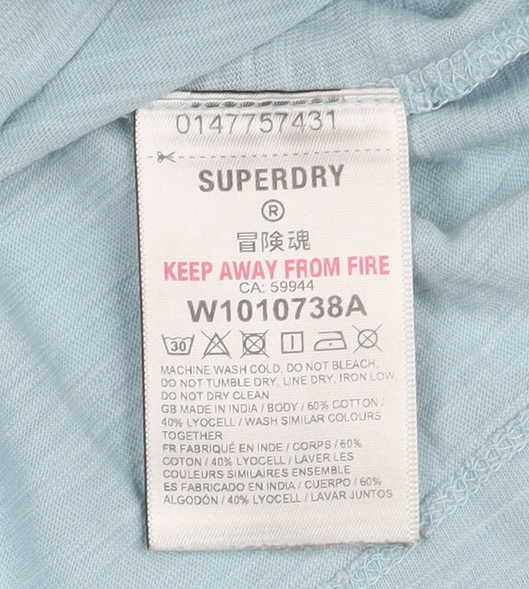 Womens UK Size 10 Superdry Blue Basic T-Shirt
