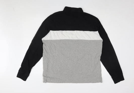 McKenzie Men's Black Colourblock Long Sleeve Polo XL