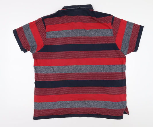 Pierre Cardin Men's Red Striped Polo Shirt, 2XL, Regular Fit