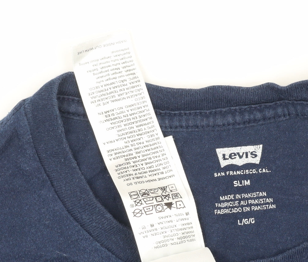 Levi's Men's Blue Slim Fit Crew Neck T-Shirt Size L