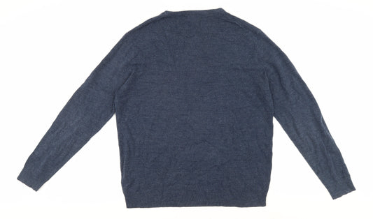 Racing Green Men's Blue Acrylic V-Neck Pullover L