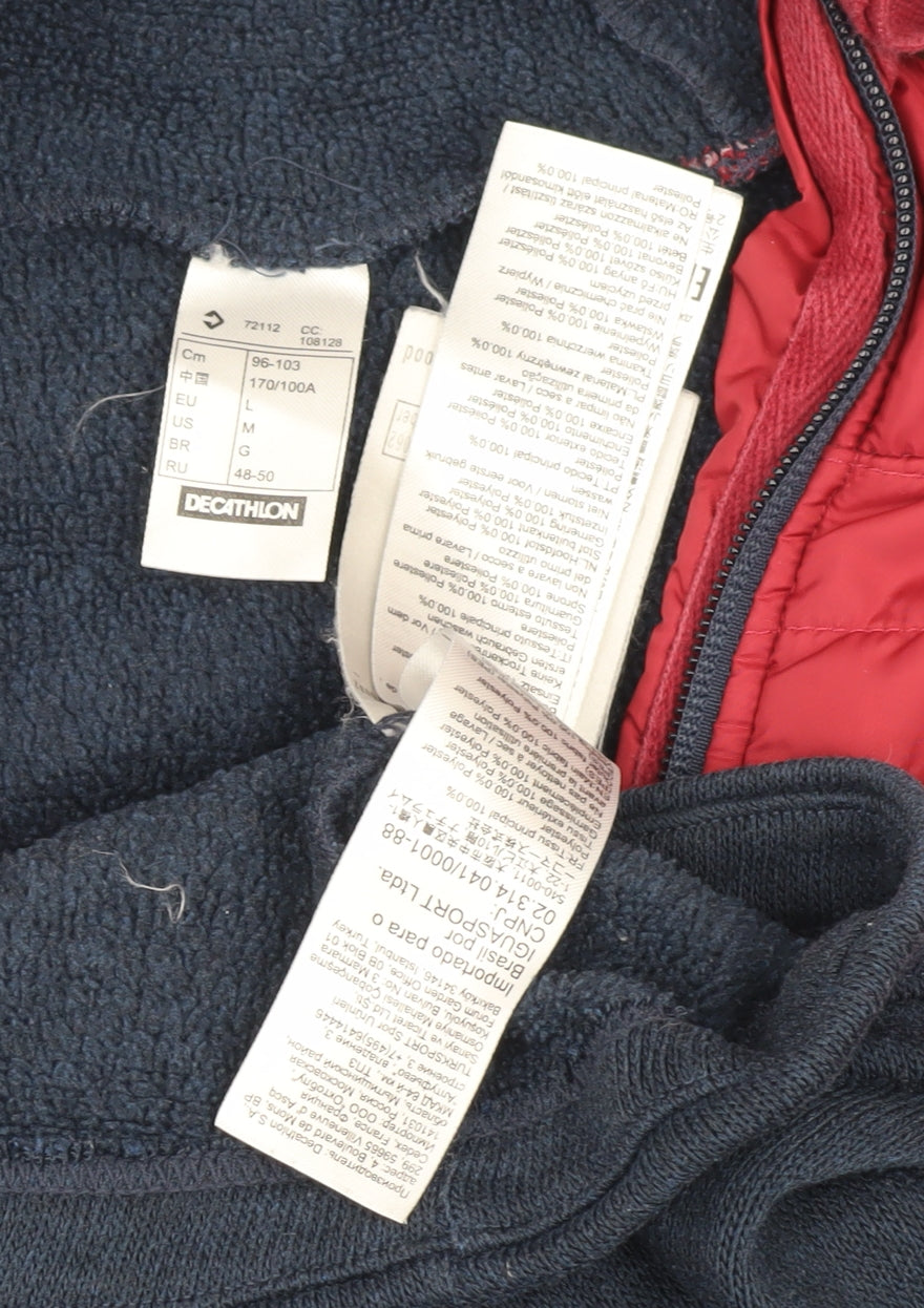 Decathlon Unisex Red Blue Hooded Puffer Jacket Size 12