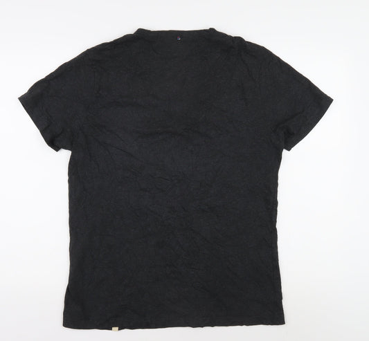 Pretty Green Men's Black M Solid Crew Neck T-Shirt