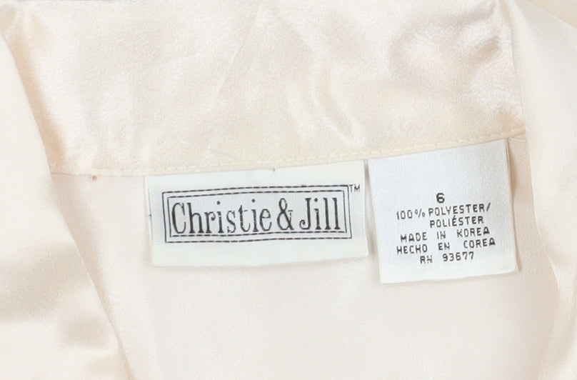 Christie & Jill Women's Ivory Satin Button-Up Shirt Size 10