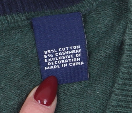 Chaps Men’s Green V-Neck Pullover Jumper L