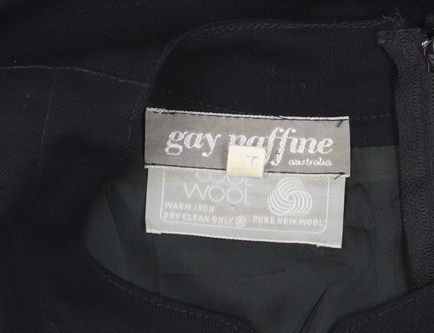 Gay Naffine Women's Black Wool Sheath Dress, Size 10