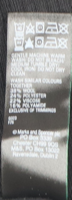 Marks and Spencer Black Wool Blend Men's Long Sleeve T-Shirt