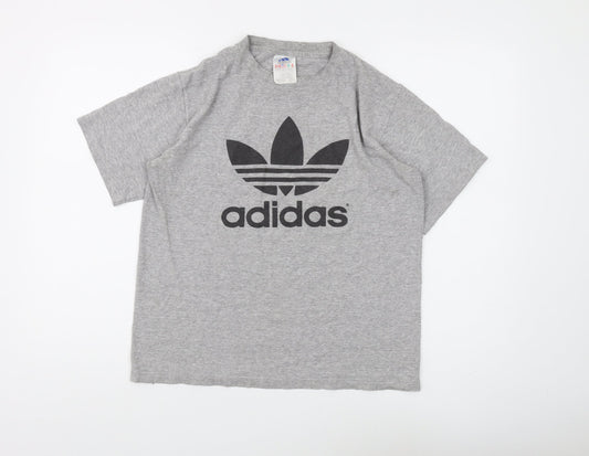 Additional front view of Adidas Grey Cotton-Polyester Women's T-Shirt, size L