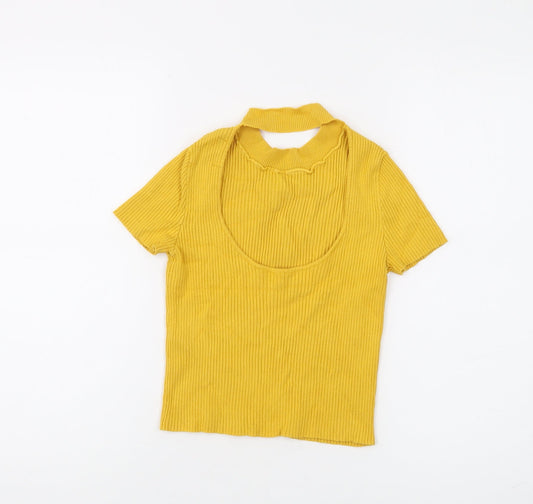 Womens UK Size 8 Bershka Yellow Pullover Jumper