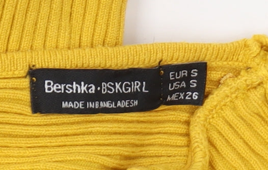 Womens UK Size 8 Bershka Yellow Pullover Jumper