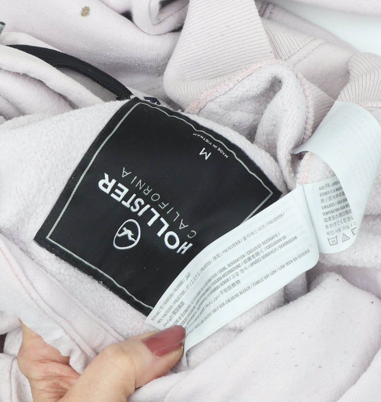 Hollister Unisex Ivory Hoodie M - Graphic Logo Casual