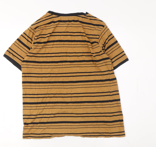BDG Unisex Brown Striped Ringer T-Shirt, Medium
