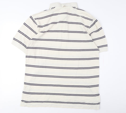 Basic Editions Men's Beige Striped Polo M