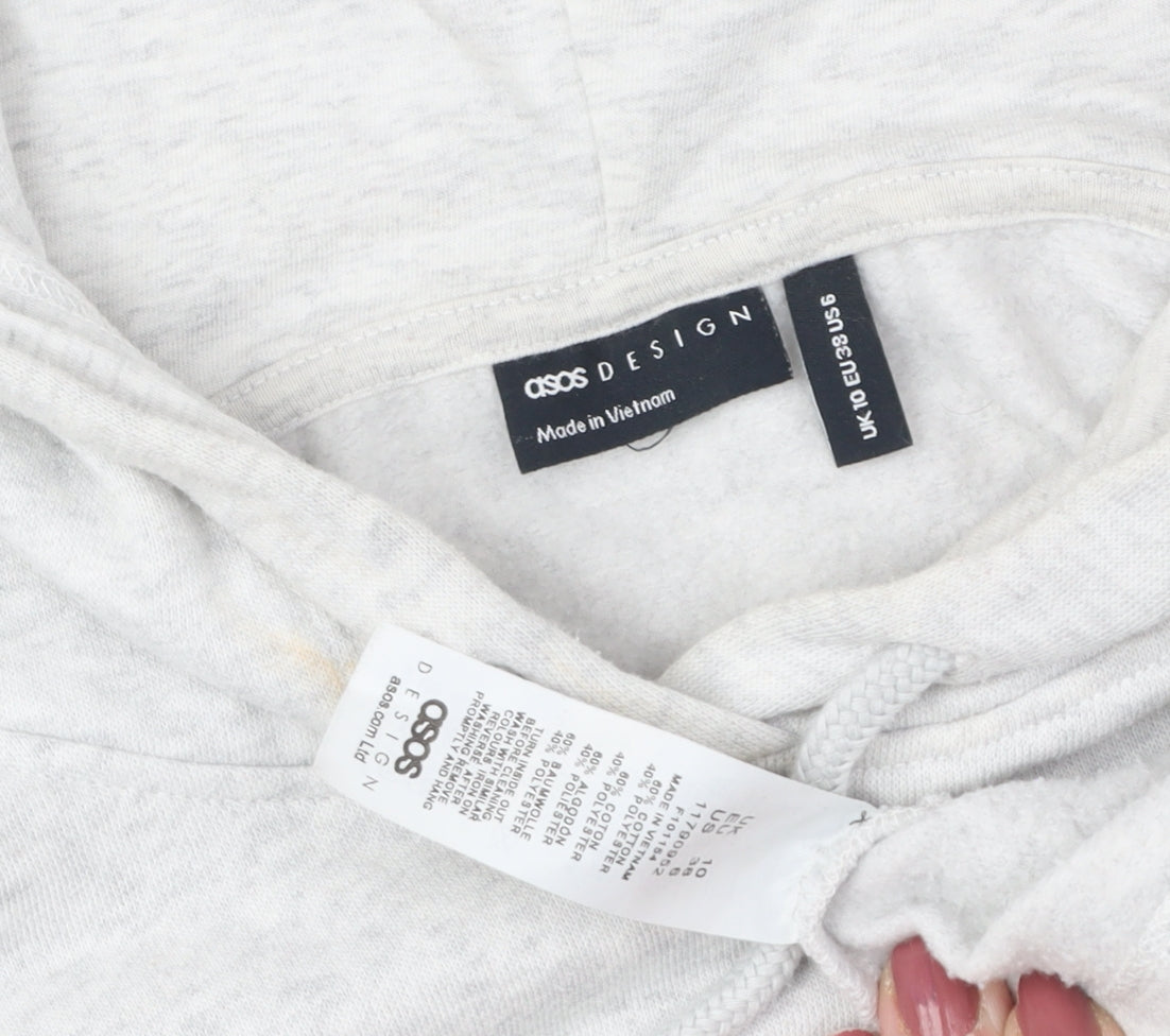 Womens UK Size 10 ASOS Design Grey Pullover Hoodie