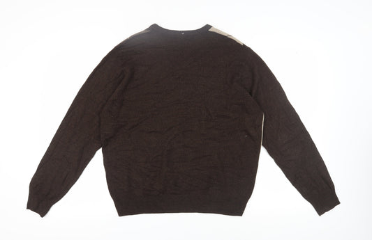 Dockers Men's Brown Argyle Pullover Jumper L