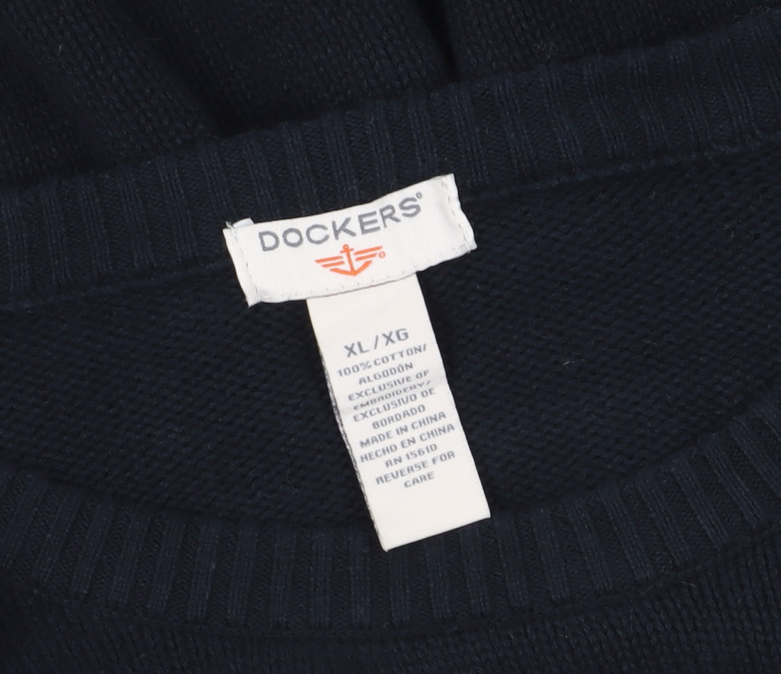 Dockers Men's Black XL Christmas Cotton Pullover Jumper