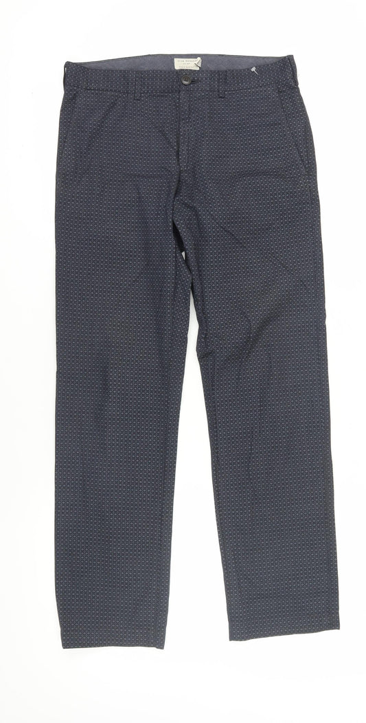 Additional front view of Club Monaco Blue Geometric Slim Fit Trousers 28/32