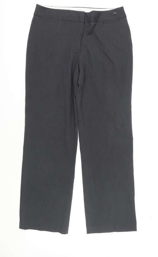 Womens UK Size 12 Liz Claiborne Regular Fit Dress Pants Black Trousers