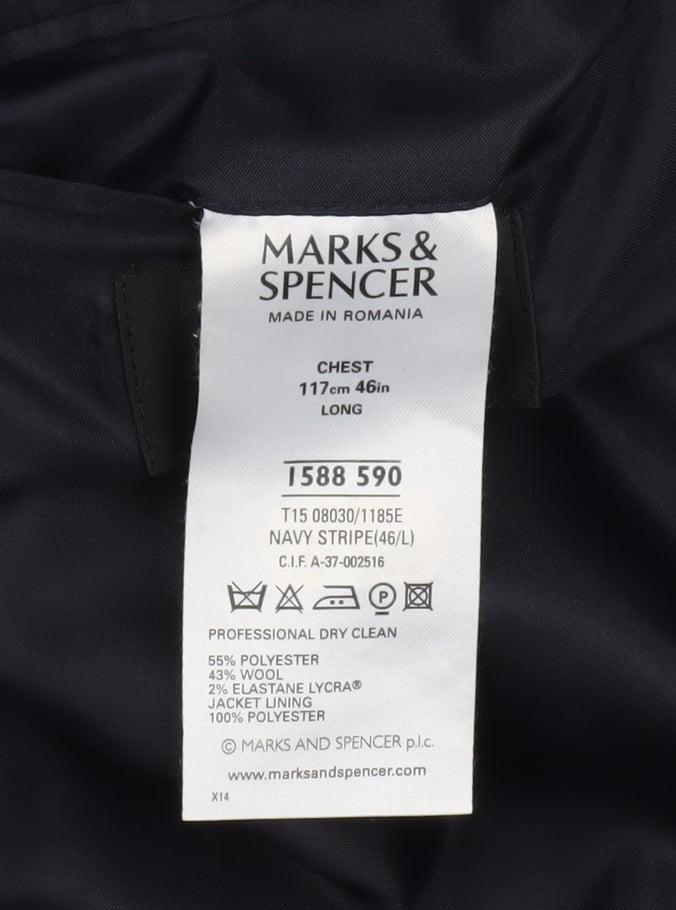 Mens UK Size 46 Marks and Spencer Regular Blue Suit Jacket