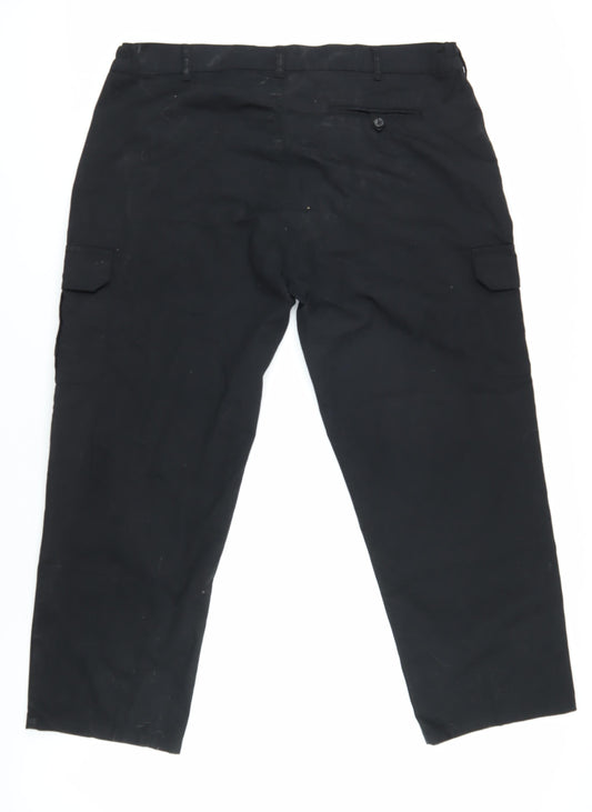 Mens UK Size 16 Black Knight Regular Fit Khakis Black Trousers