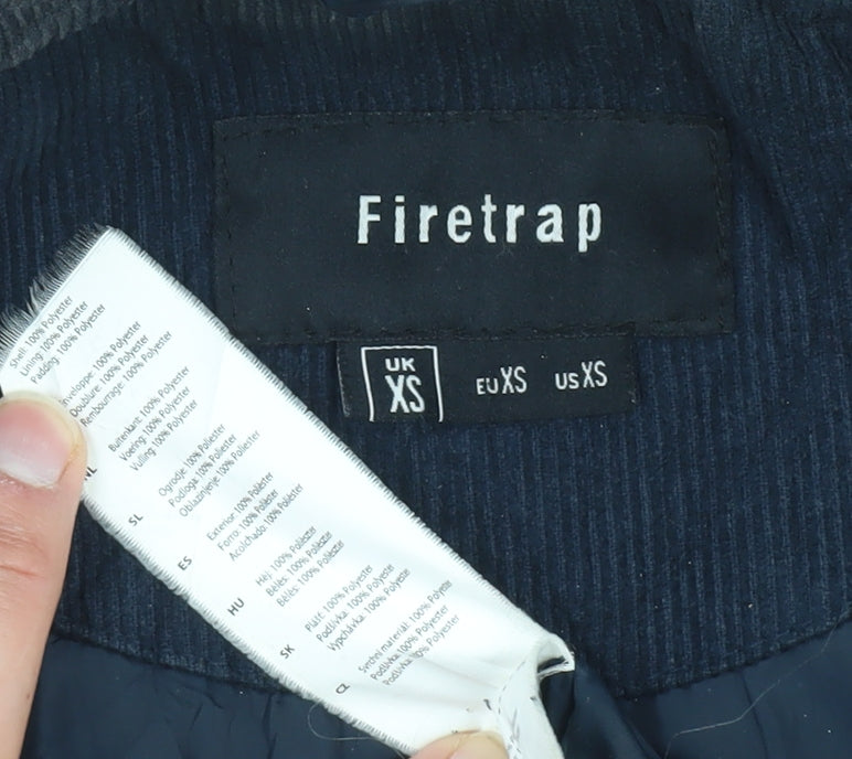 Mens UK Size XS Firetrap Blue Quilted Coat