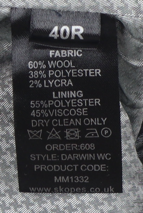 Mens UK Size 40 Skopes Regular Grey Suit Waistcoat