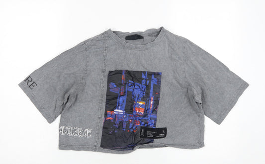 Additional front view of The Couture Club Grey Cropped T-Shirt, unisex s