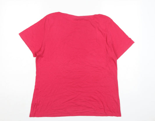 Womens UK Size 18 Bonmarché Red Basic T-Shirt