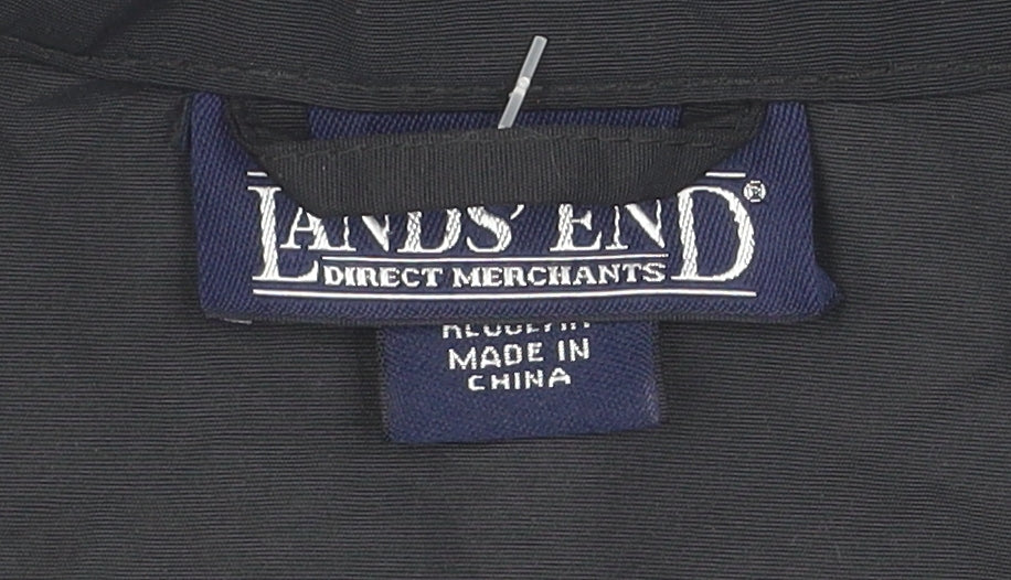 Mens UK Size M Lands' End Black Windbreaker Coat