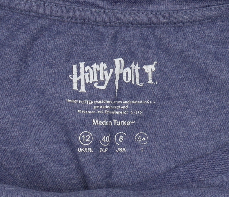 Womens UK Size 12 Harry Potter Blue Basic T-Shirt