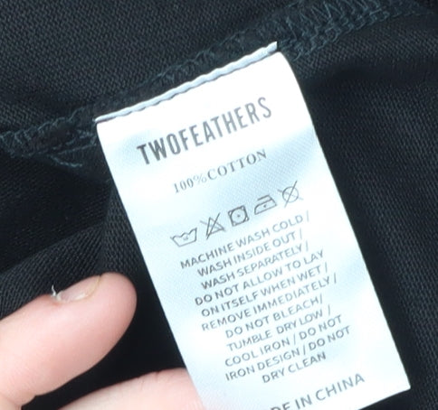 TwoFeathers Men's Black Crew Neck T-Shirt L