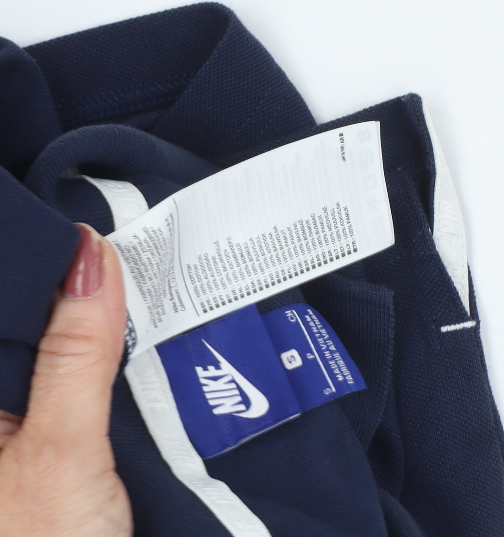 Nike Men's Blue Polo Shirt S Solid Collared