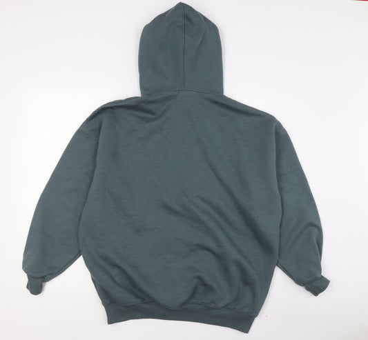Boohoo Women's Green Hoodie Size M Pullover Logo Design