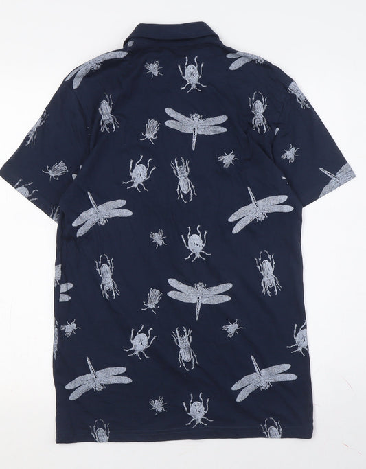 Only & Sons Men's Blue Animal Polo Shirt Size S