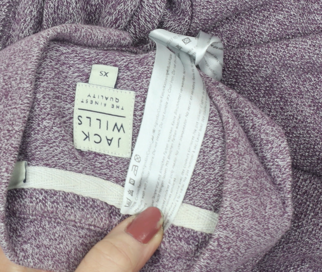 Close-up detail of Jack Wills unisex purple polo shirt - xs casual style