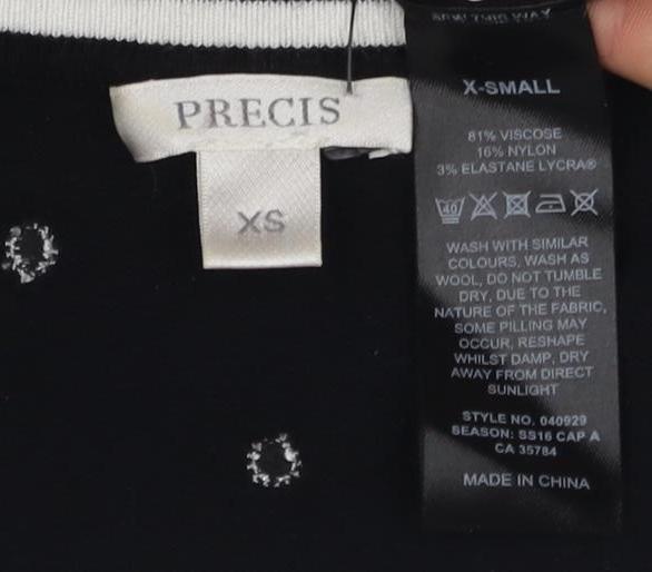Precise Women's Black XS Polka Dot Slim T-Shirt