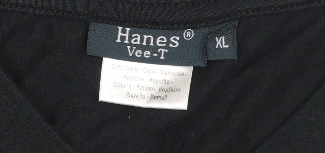 Mens UK Size XL Hanes Black T-Shirt